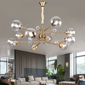 Postmoderných Krištáľový luster Nordic luxusné Sklenené Gule obývacia izba visí lampa spálňa klubovni hotel lobby villa zariadenia
