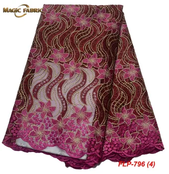 Nové 2018 Vyšívané Kamene Čistý Čipky Textílie Pre Svadobné Šaty Hot Predaj Afrických francúzsky Korálkové Čipky Textílie FLP-796
