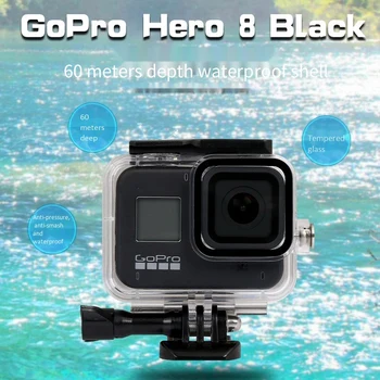 Prípade Filter, sada pre GoPro Hero 8 Black 60 M Vodotesné púzdro Shell Kryt protiprachová a Tlakové Ochranný plášť