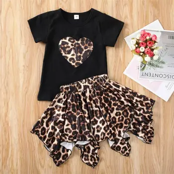 AU Lete Batoľa, Dieťa, Dieťa Dievča Top Shirt Prehrabať Sukne Leopard Oblečenie, Oblečenie