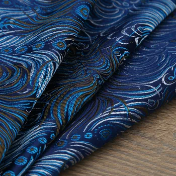 Peacock Kovové štítky na Jacquardove Brocade Textílie 3D žakárové tkaniny, plavidlá, materiál na šitie handričkou patchwork textílie diy tkaniva 75*50 cm