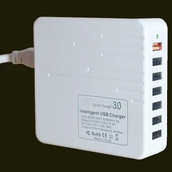 Napájací Adaptér 7 USB 2.0 a QC3.0 Výstupov Domácnosti Recharger Pre Mobilné DC Chladiaci Ventilátor Prenosné spotrebnej Elektroniky