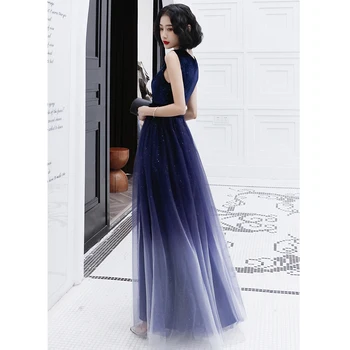 Je to Yiiya Večerné Šaty tvaru Gradient Modrá Večerné Šaty 2020 Plus Veľkosť Formálne Šaty Elegantné Dlhé šaty, de soiree LF080