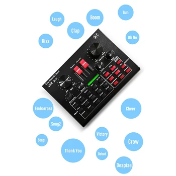 V8X PRO Audio Mixer Live Zvuková Karta Bluetooth 15 Režime Zvuku DSP Viaceré Zvukové Efekty 5.1 Kanálový