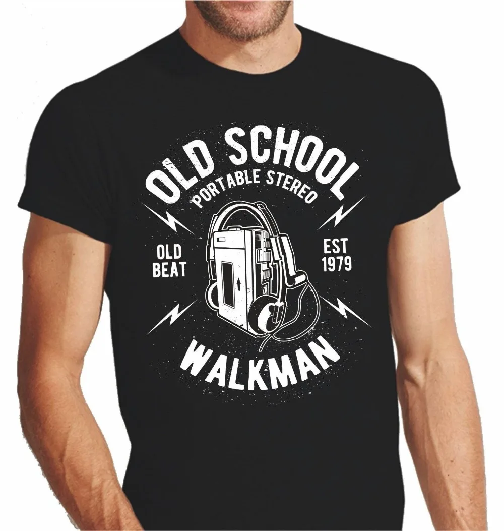 2019 Letné Tee Tričko Walkman T-Shirt starej školy vintage retro Kassette vintage O-Neck T-shirt