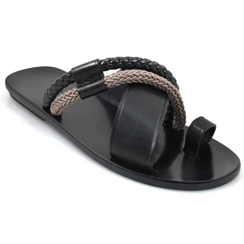 Rímske Sandále Mužov 2020 Nové Letné Vonkajšie Pláži Klip Prst Retro Sandále PU Kožené Bežné Pohodlné Plážové Sandále Veľkosť 39-48