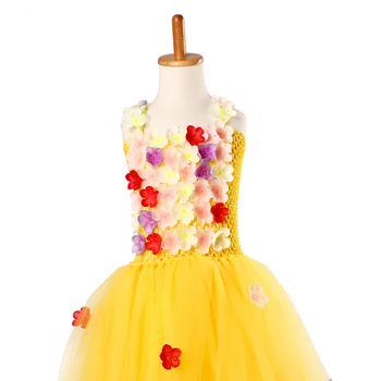 Žltý Kvet Dievčatá Belle Tutu Šaty Princezná Deti, Svadby, Narodeniny, Party Tylu Šaty Deti Krásy Zviera Cosplay Oblečenie