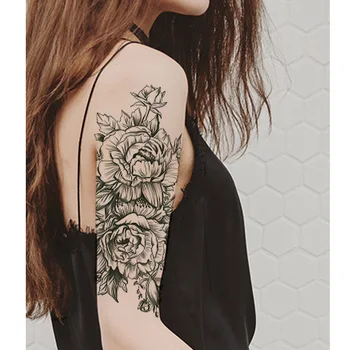 Móda Falošné Dočasné Tetovanie pre Tvár, Telo Šperky Ruže Kvet Rameno Rameno Nepremokavé Tetovanie DIY Veľký make-up, Tetovanie Nálepky
