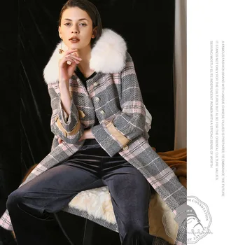 Kórejský Vintage Reálne Kožušinový Kabát Streetwear Ovce Shearling Fox Kožušiny Golier Vlna Bunda Na Jeseň Zimný Kabát Ženy Oblečenie 2020