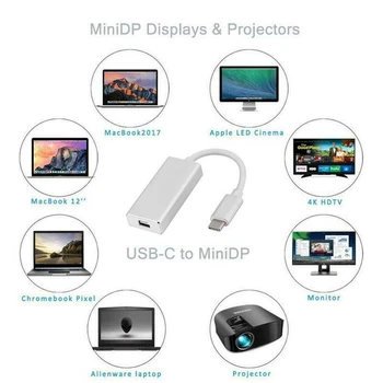USB-C 3.1 na Mini DisplayPort Converter 4K@60HZ Typ-C Mini DP Adaptér Kompatibilita S Monitory a Projektory Hot