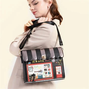 Luxusná taška cez rameno ženy dom v Tvare messenger taška Unikátnu Novinku Cartoon Tvorivé PU kožené Crossbody Tašky pre dievčatá A366