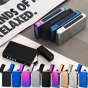 Dual Arc Ľahšie USB Nabíjateľné Vetru Elektronické Flameless Ľahší s Indikátor Batérie Fajčenie Cigariet Zapaľovač
