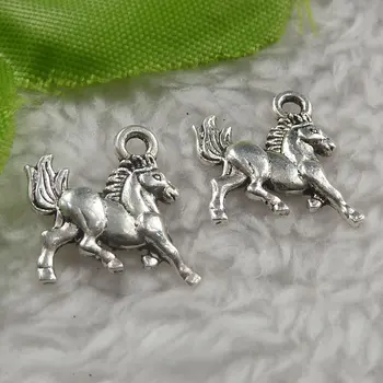 340 kusov antique silver horse charms 15x14x2.5mm #4391