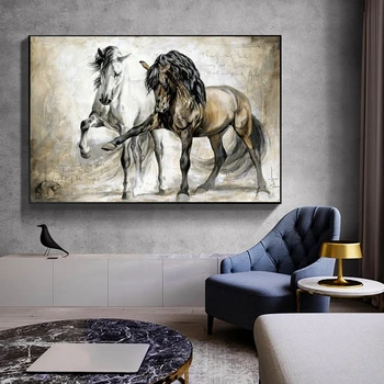 Retro Kôň Olej na Plátne Obrazy na Stenu Umenie Plagátu a Tlač Abstraktné Zviera Visí Obrázky pre Obývacia Izba Domova