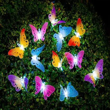 12 LED Solárny Motýľ String Svetlá Multi Farby Solárne Led Lampy Vonkajšie Svadobná Výzdoba Osvetlenie pre Záhradníctvo Strany