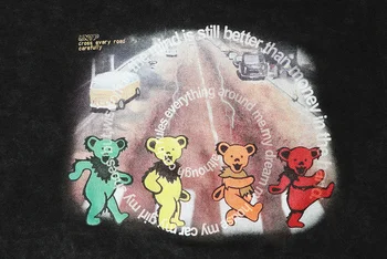 Vysoká Kvalita Štyri medveď Tlač Vyblednuté mikina s Kapucňou Mikiny Hiphop Streetwear Ležérne Módne Hoodie