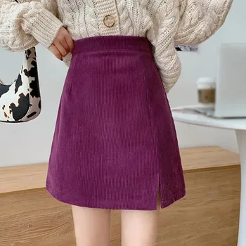 Dámske Módne Pevné Ríše Split Slim Sukne Office Dámske Elegantné Mini Sukne Študent Trendy Jednoduché Bodycon Mujer De Moda 2021