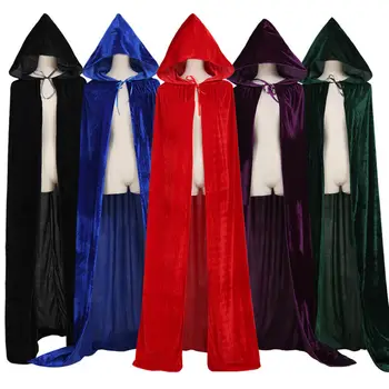 Dospelých Halloween Zamatový Plášť Cape Kapucňou Stredoveký Kostým Čarodejnice Wicca Upír UK