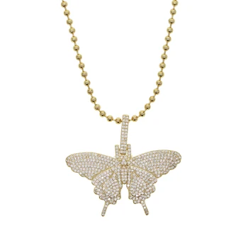 46 cm Reťaz Módne Striebornej Farbe Zlatý Prívesok Motýľ Náhrdelník Lesklé Crystal Svadobné Loptu Valentine Darček Hip Hop Style Šperky