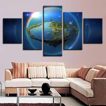 Plátno Obrázky Modulárny Plagát Diel 5 Kusov Zem, Slnko Seascape Obrazy Umenie Rámy Výzdoba Miestnosti Steny Abstraktné HD Výtlačkov