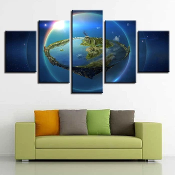 Plátno Obrázky Modulárny Plagát Diel 5 Kusov Zem, Slnko Seascape Obrazy Umenie Rámy Výzdoba Miestnosti Steny Abstraktné HD Výtlačkov