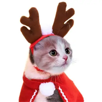 Vtipné Vianočné Oblečenie Teplá Pet, Pes, Mačka, Oblečenie Pre Santa Claus Červená Šatka, Klobúk Jeleň Hlavu Roztomilý Pes Plášť Mačka Kostým Domáce Dekorácie