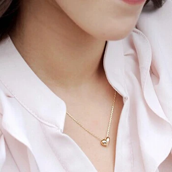 Vienkim Nový dizajn, Jednoduché Módne šperky ženy krátke príslušenstvo Elegantný Krásny Zlatý prívesok v Tvare Srdca náhrdelník dievča, darček