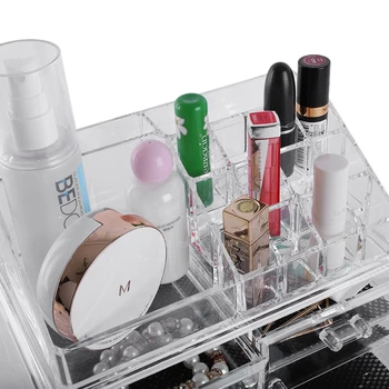 Multi-kontrola a 4 Zásuvky Integrované Akryl make-up Prípade Kozmetika Organizátor Transparentné