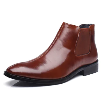 Najznámejšie značky muži móda chelsea boots teplá bavlnená zimné topánky, originálne kožené boot gentleman členok botas hombre bottes homme