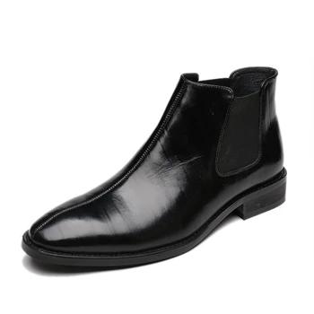 Najznámejšie značky muži móda chelsea boots teplá bavlnená zimné topánky, originálne kožené boot gentleman členok botas hombre bottes homme