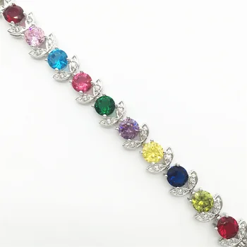 Svieti Multicolor Farba Crystal & AAA Zirkón Striebro vyplnené Náramky Zdravie Nikel & Viesť zadarmo Módne šperky