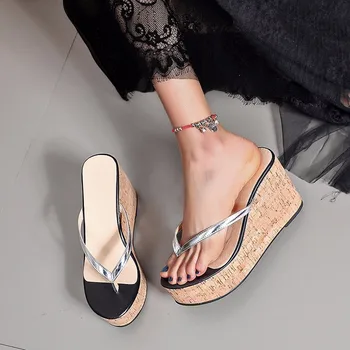 Flip-flops dámy hrubé-soled papuče 2021 nové letné sandále otvorené prst klin sandále bežné veľké veľkosti 35-43 papuče, sandále