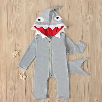 2019 Zábavné ČEĽUSTE Žralokov Jumpsuit Pre Deti na Halloween Vianočný darček Pre Chlapcov, Dievčatá Kapucňou, Potápačské Strany Herný Výkon oblečenie pre voľný čas