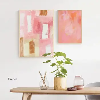 Minimalistický Abstraktné Ružovej Farby Na Plátne Obrazy Dievčatá Miestnosti, Dekoratívne Plagáty Vytlačí Wall Art Obrázky Obývacia Izba Domova