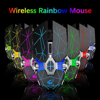 2.4 G Wireless Gaming Mouse 6 Tlačidlo 2400DPI Nastaviteľné USB Nabíjateľné Optická Myš Stlmiť Podsvietenie Myš pre Hráčov Počítačových PC