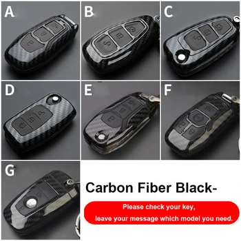 Carbon Fiber+Silikónové ABS Tlačidlo Shell Držiteľ Keychain pre Ford 2017 Okraji F250 3 Tlačidlá Smart Key Prípade Na Auto-styling
