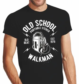 2019 Letné Tee Tričko Walkman T-Shirt starej školy vintage retro Kassette vintage O-Neck T-shirt