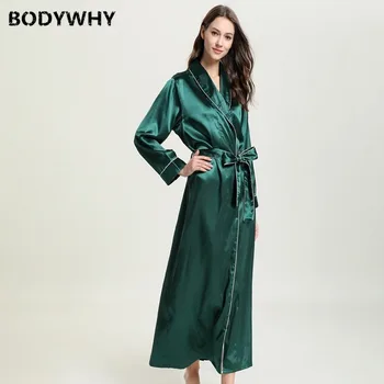 Jeseň ženy Sleepwear Župan Simulácia Hodváb Nightgown Dámy Krajky-Up Sexy Pyžamo Župan Domáce Oblečenie