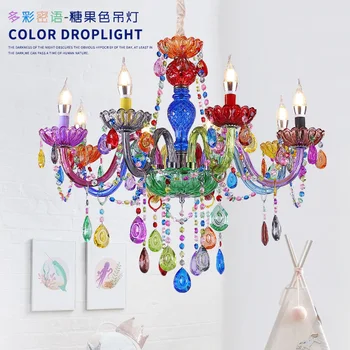 Artpad Moderné Sladké, Krištáľové Lustre Macaron Farebné Droplight Lesk Lampa Princezná Dekorácie Skla Deti Spálňa Dievča