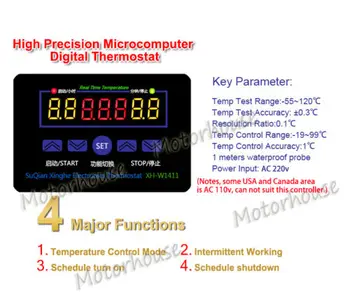 220V Vysokej Precison Digitálny Termostat Tri-displej Multifunkčný Regulátor Teploty regulácia Teploty Prepínač -19~99