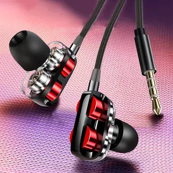 Drôt-riadený Mikrofón Subwoofer Hlas Hra 3,5 mm HIFI Quad-core Subwoofer Slúchadlá In-ear Headset Stereo In-ear Headset
