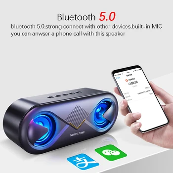 Prenosné Bluetooth 5.0 Reproduktory 10W Bezdrôtový Reproduktor Stereo Bass Hifi Reproduktor s LED Bleskom podpora TF karta/usb/AUX