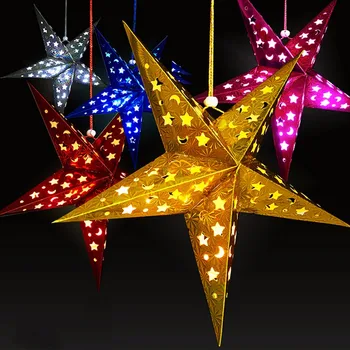 1PC 45 cm Domova Vianočný Strom Ornament, Party, Narodeniny, party, svadba Pentagram Tienidlo Lampy Papier Star Nový rok Dekorácie