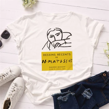 Luslos Módy Nové Žien T Shirt Art Print Estetické Tshirts Dievčatá, Dámy Punk kórejský Štýl Grafické T-shirts Ženské Oblečenie