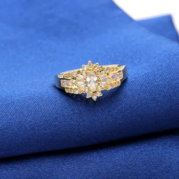 Nový dizajn zlatá farba biele oválne zirkón ženy, snubné prstene, zásnubné na spoločenské doprava zdarma na sklade