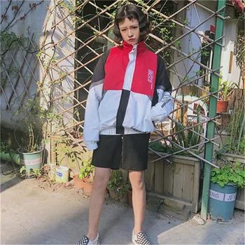 Jar, jeseň hip hop ulzzang kórejský módne Oblečenie pre Ženy Harajuku voľné Unisex list tlač obložené turtleneck Kabát, Bundy