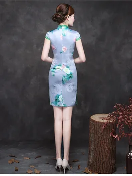 Tradičná Čínska Elegantné Qipao Sexy Šaty Krátke Rukáv Moderné Cheongsam Svadba Nevesta Orientálna Qipao na spoločenské Večerné Šaty