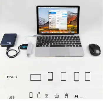 USB-C Hub TypeC 3,5 mm Digitálny Audio Adaptér 3 Porty USB 2.0 HUB pre MacBook Pro Mobilné Telefóny ChromeBook Prenosný Počítač