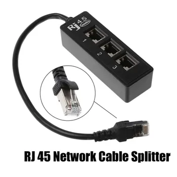 1pc RJ45 1 až 3 Zásuvky Ethernet Sieť LAN Kábel Rozdeľovača Rozšíriť Adaptér Konektor