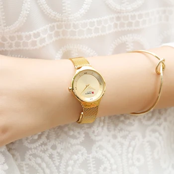 CURREN Ženy Quartz Hodinky z Nerezovej Ocele Oka Kapela Dámy Šaty Náramkové hodinky Luxusné Zlaté Hodinky Pre Ženy Darček zegarek damski